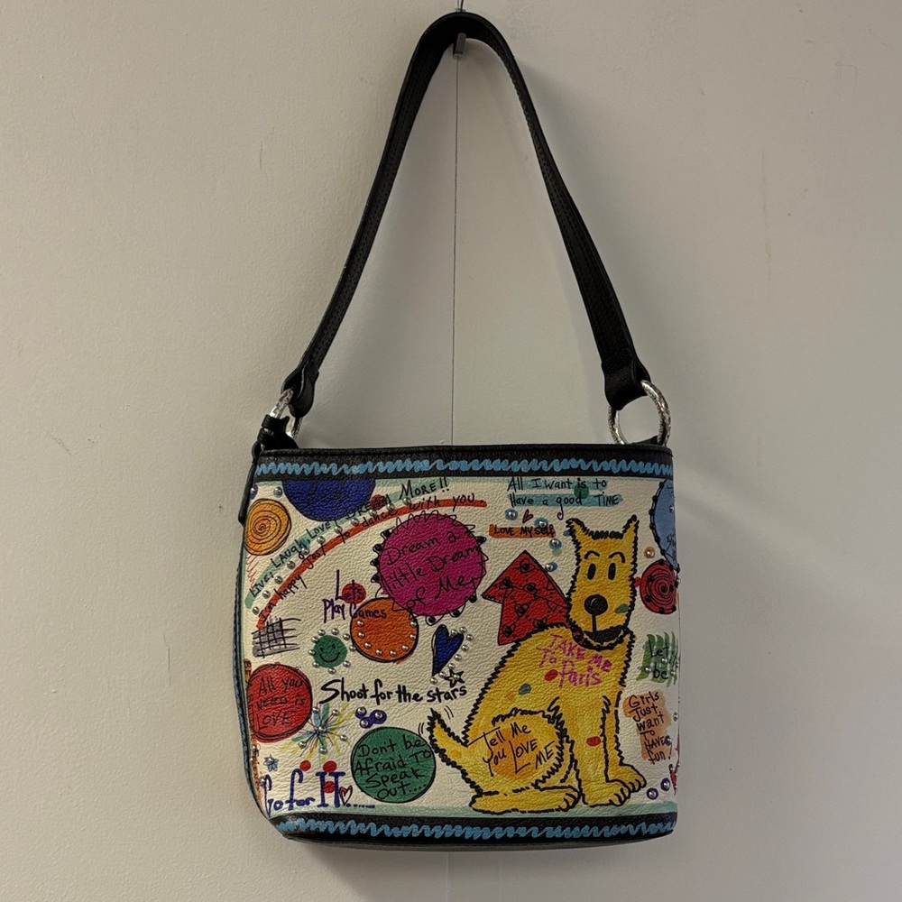 Brighton Colorful Graphic Shoulder Bag with Black Straps
